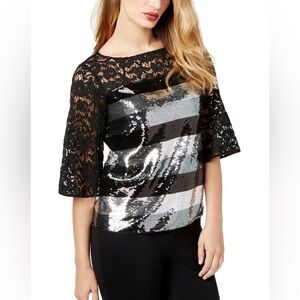 SB by Sachin & Babi Sequin & Lace Top Sz Large